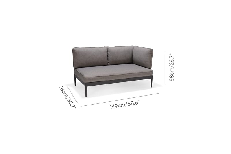 TOPAZ U-sofa 6-personers - Magnesiumgrå - Havemøbler - Loungemøbler - Loungesofaer