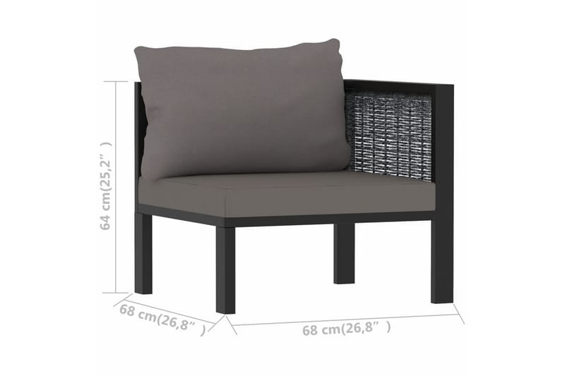 Venstre Hjørnedel Til Sofa Med Hynde Polyrattan Antracitgrå - Havemøbler - Loungemøbler - Moduler - Hjørnemodul havesofa