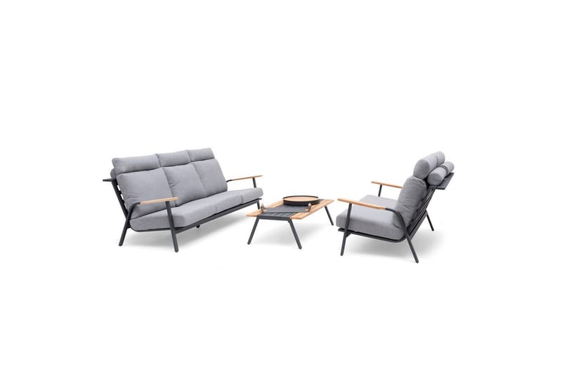 Sofa Hillerstorp Kungshult 3-sæders Grå - Havemøbler - Loungemøbler - Loungesofaer