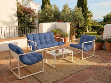 Sofagruppe udendørs med bord 4-personers Garda - Blå/Hvid - Havemøbler - Loungemøbler - Sofagrupper udendørs