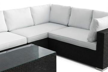 Bahamas L-formet udendørs sofa højre, 7-pers med bord - Sort - Havemøbler - Loungemøbler - Sofagrupper udendørs