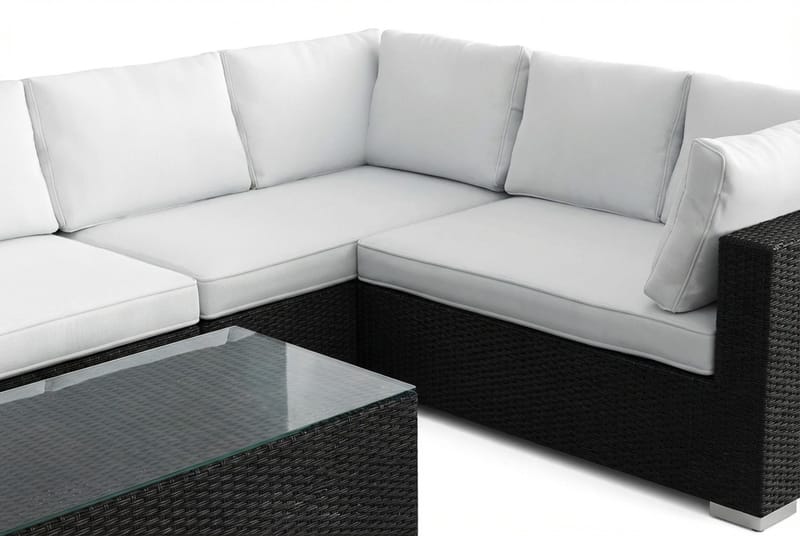 Bahamas L-formet udendørs sofa højre, 7-pers med bord - Sort - Havemøbler - Loungemøbler - Sofagrupper udendørs