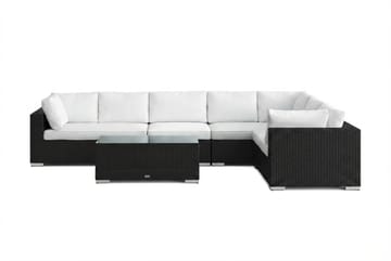 Bahamas L-formet udendørs sofa højre, 7-pers med bord - Sort - Havemøbler - Loungemøbler - Sofagrupper udendørs
