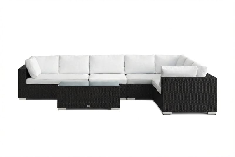 Bahamas L-formet udendørs sofa højre, 7-pers med bord - Sort - Havemøbler - Loungemøbler - Sofagrupper udendørs