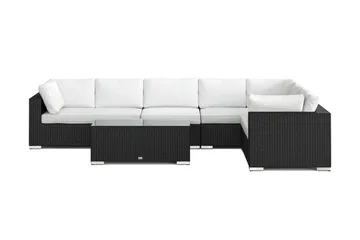 Bahamas L-formet udendørs sofa højre, 7-pers med bord - Sort - Havemøbler - Loungemøbler - Sofagrupper udendørs
