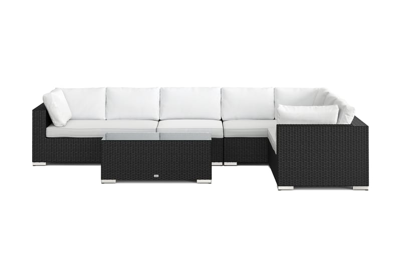 Bahamas L-formet udendørs sofa højre, 7-pers med bord - Sort - Havemøbler - Loungemøbler - Sofagrupper udendørs