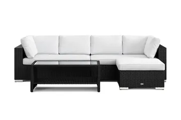 Bahamas udendørs divansofa 5-pers med vendbar divan og bord med hylde - Sort - Havemøbler - Loungemøbler - Sofagrupper udendørs