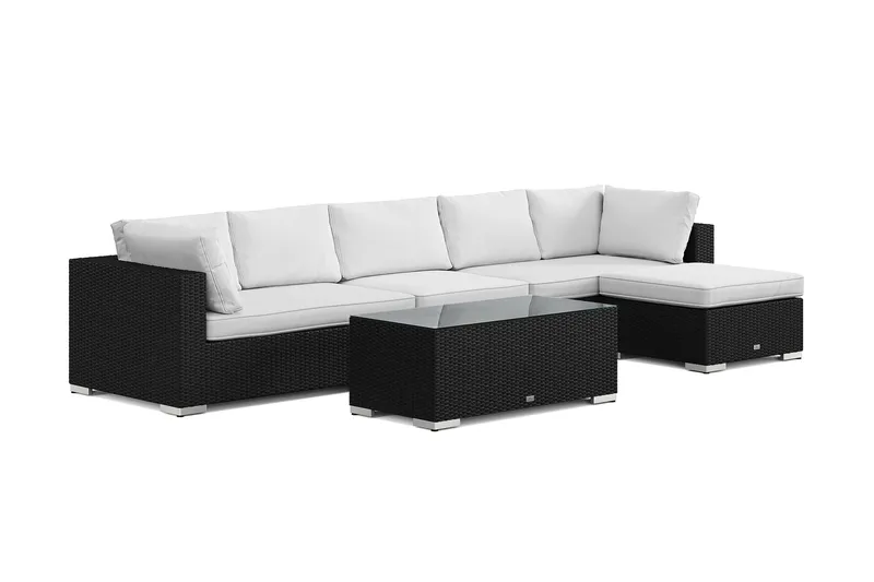 Bahamas udendørs divansofa 6-pers med vendbar divan og bord, Sort