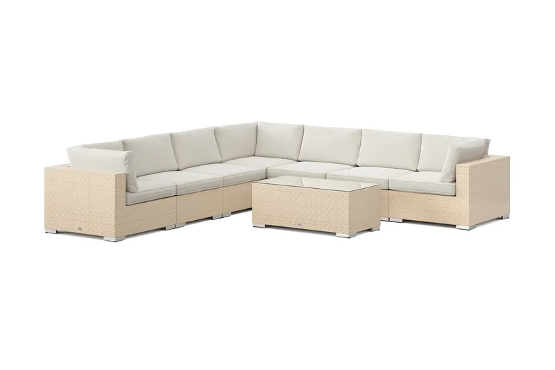 Bahamas udendørs hjørnesofa 7-pers vendbar med bord, Beige