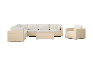 Bahamas udendørs hjørnesofa 8-pers vendbar med lænestol og bord - Beige - Havemøbler - Loungemøbler - Sofagrupper udendørs
