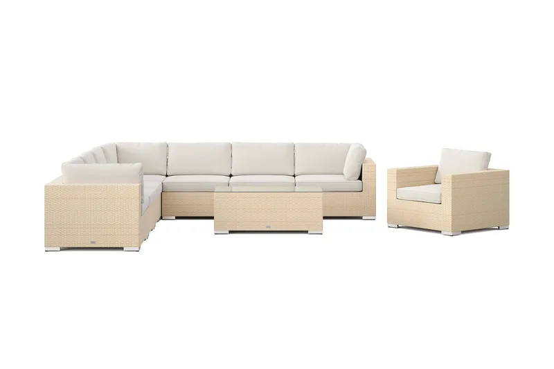 Bahamas udendørs hjørnesofa 8-pers vendbar med lænestol og bord - Beige - Havemøbler - Loungemøbler - Sofagrupper udendørs