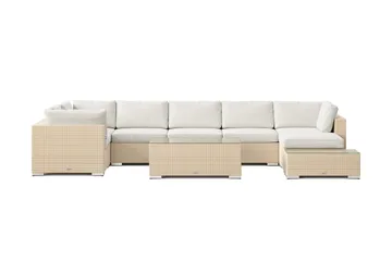 Bahamas udendørs U-sofa 7-pers vendbar divan med åben afslutning og bord - Beige - Havemøbler - Loungemøbler - Sofagrupper udendørs