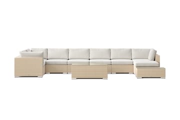 Bahamas udendørs U-sofa 8-pers vendbar divan med åben afslutning og bord - Beige - Havemøbler - Loungemøbler - Sofagrupper udendørs