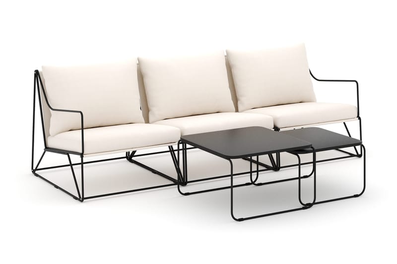 Usteryd 3-personers loungesofa med indskudsborde, Sort/Beige