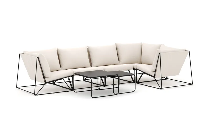 Usteryd udendørs hjørnesofa 5-personers vendbar, Sort/Beige
