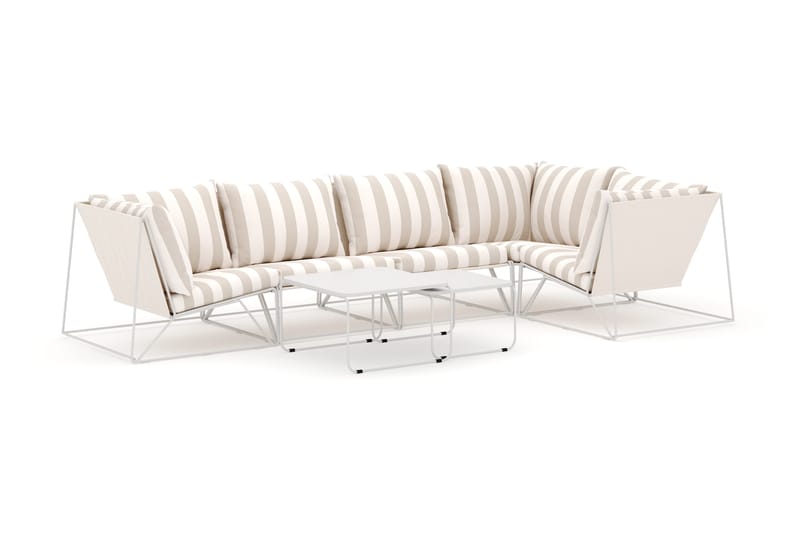 Usteryd udendørs hjørnesofa 5-personers vendbar, Beige/Stribet