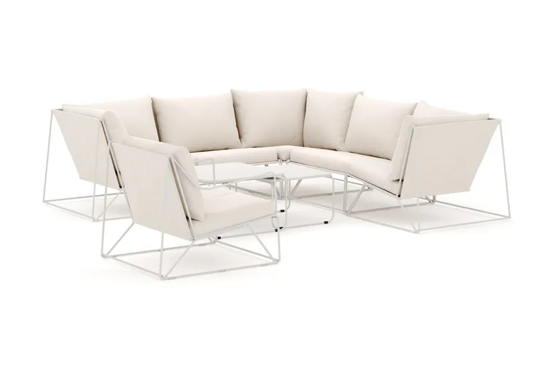 Usteryd udendørs hjørnesofa 6-personers vendbar med lænestol, Beige/Beige