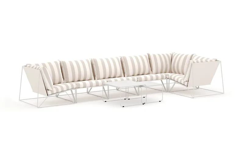 Usteryd udendørs hjørnesofa 6-personers vendbar, Beige/Stribet