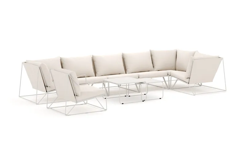 Usteryd udendørs hjørnesofa 7-personers vendbar med lænestol, Beige/Beige