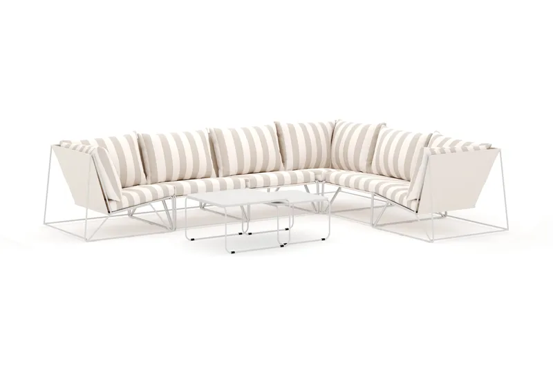 Usteryd udendørs L-sofa 6-personers vendbar, Beige/Stribet