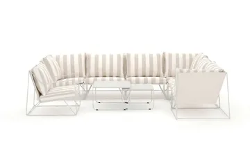 Usteryd udendørs L-sofa 7-personers vendbar med lænestol - Beige/Stribet - Havemøbler - Loungemøbler - Sofagrupper udendørs