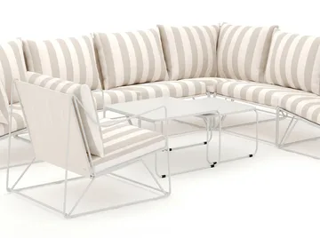 Usteryd udendørs L-sofa 7-personers vendbar med lænestol - Beige/Stribet - Havemøbler - Loungemøbler - Sofagrupper udendørs