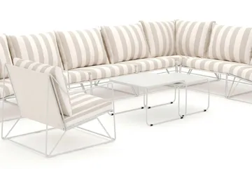 Usteryd udendørs L-sofa 8-personers vendbar med lænestol - Beige/Stribet - Havemøbler - Loungemøbler - Sofagrupper udendørs