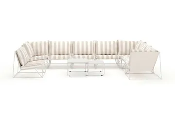 Usteryd udendørs L-sofa 8-personers vendbar med lænestol - Beige/Stribet - Havemøbler - Loungemøbler - Sofagrupper udendørs
