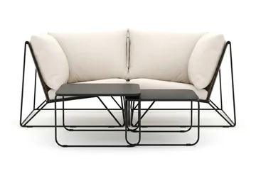 Usteryd udendørs lige 2-personers sofa - Sort/Beige - Havemøbler - Loungemøbler - Sofagrupper udendørs