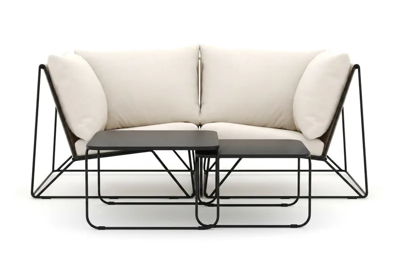 Usteryd udendørs lige 2-personers sofa - Sort/Beige - Havemøbler - Loungemøbler - Sofagrupper udendørs