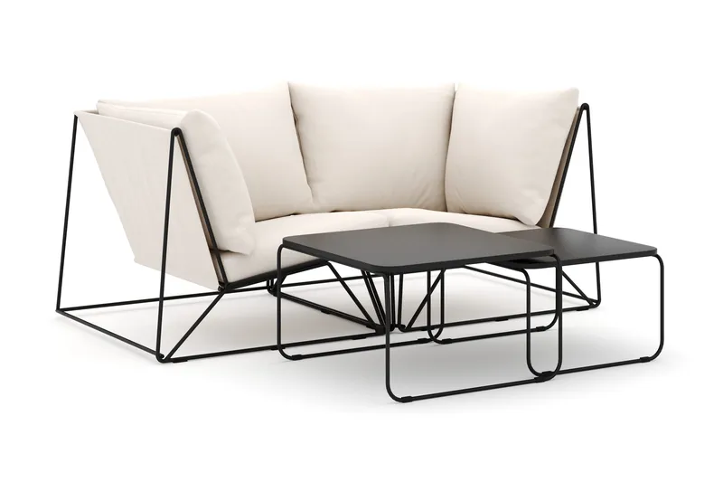 Usteryd udendørs lige 2-personers sofa, Sort/Beige