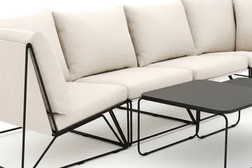 Usteryd udendørs lige 4-personers sofa - Sort/Beige - Havemøbler - Loungemøbler - Sofagrupper udendørs