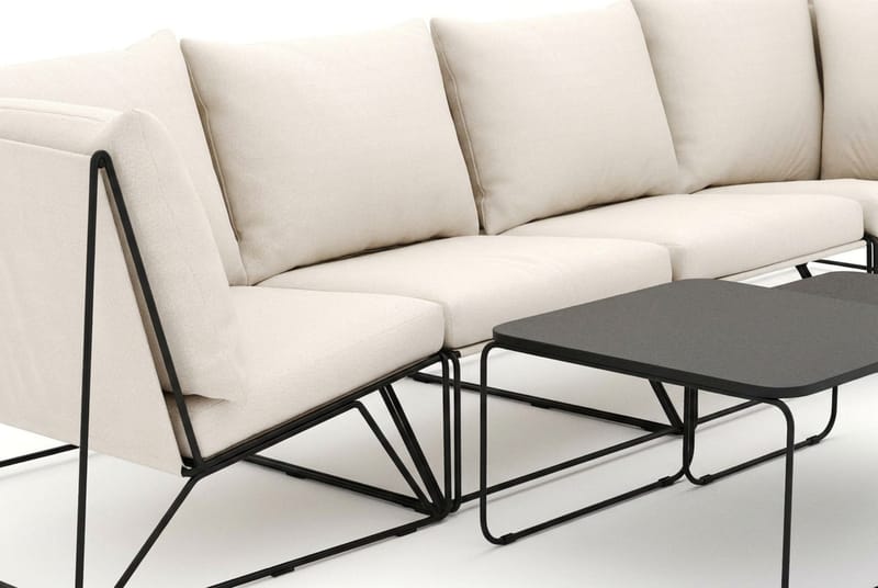 Usteryd udendørs lige 4-personers sofa - Sort/Beige - Havemøbler - Loungemøbler - Sofagrupper udendørs
