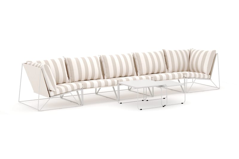 Usteryd udendørs lige 5-personers sofa, Beige/Stribet