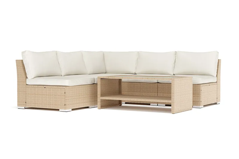Wisconsin udendørs hjørnesofa 5-personers vendbar med åben afslutning, Beige