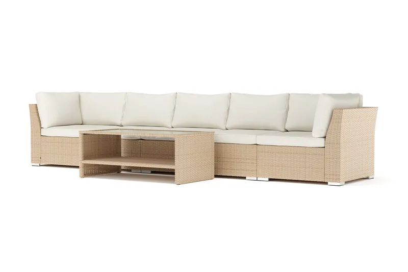 Wisconsin udendørs lige 5-personers sofa, Beige