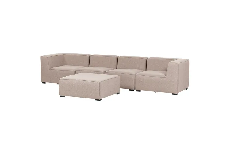 Soffa med fotpall Beliani Arezzo Beige/svart Beige, Black - Havemøbler - Loungemøbler - Sofagrupper udendørs