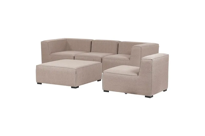 Soffa med fotpall Beliani Arezzo Beige/svart Beige, Black - Havemøbler - Loungemøbler - Sofagrupper udendørs