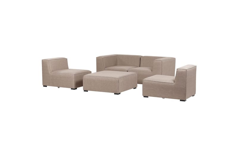 Soffa med fotpall Beliani Arezzo Beige/svart Beige, Black - Havemøbler - Loungemøbler - Sofagrupper udendørs