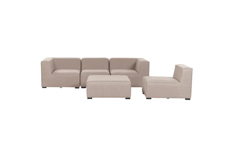 Soffa med fotpall Beliani Arezzo Beige/svart Beige, Black - Havemøbler - Loungemøbler - Sofagrupper udendørs