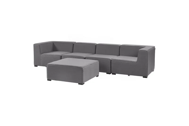 Soffa med fotpall Beliani Arezzo Beige/svart Grey, Black - Havemøbler - Loungemøbler - Loungesofaer