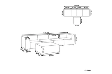 Soffa med fotpall Beliani Arezzo Beige/svart Grey, Black - Havemøbler - Loungemøbler - Sofagrupper udendørs
