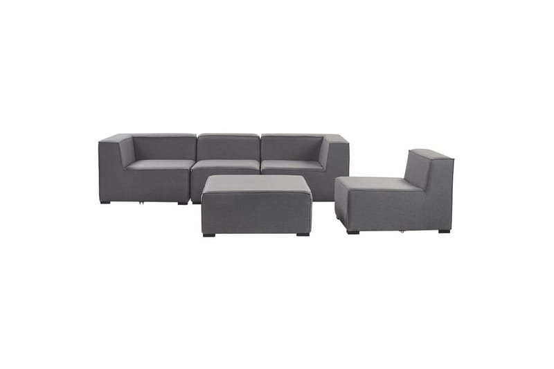 Soffa med fotpall Beliani Arezzo Beige/svart Grey, Black - Havemøbler - Loungemøbler - Loungesofaer
