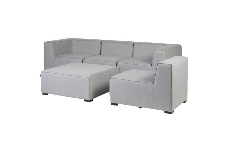 Soffa med fotpall Beliani Arezzo Beige/svart Light grey, Black - Havemøbler - Loungemøbler - Loungesofaer