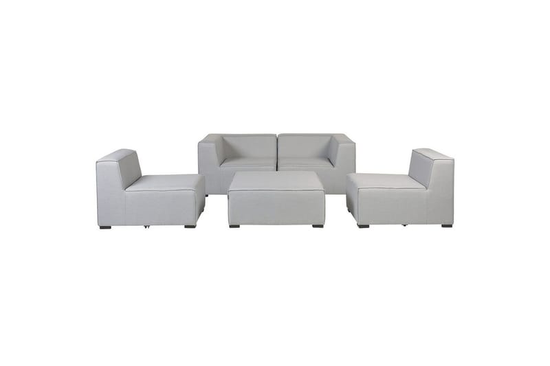 Soffa med fotpall Beliani Arezzo Beige/svart Light grey, Black - Havemøbler - Loungemøbler - Loungesofaer