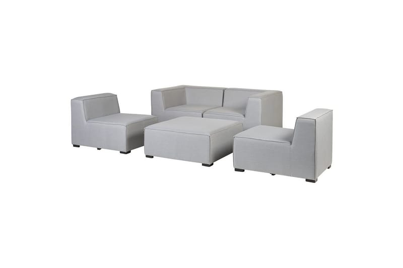Soffa med fotpall Beliani Arezzo Beige/svart Light grey, Black - Havemøbler - Loungemøbler - Loungesofaer