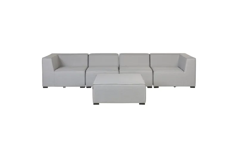 Soffa med fotpall Beliani Arezzo Beige/svart Light grey, Black - Havemøbler - Loungemøbler - Loungesofaer