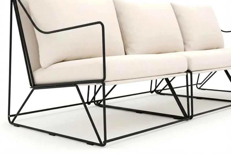 Usteryd 3-personers loungesofa - Sort/Beige - Havemøbler - Loungemøbler - Loungesofaer