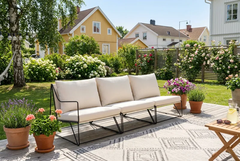 Usteryd 3-personers loungesofa - Sort/Beige - Havemøbler - Loungemøbler - Loungesofaer