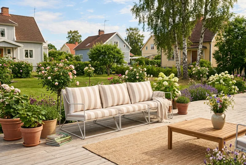 Usteryd 3-personers loungesofa - Beige/Stribet - Havemøbler - Loungemøbler - Loungesofaer